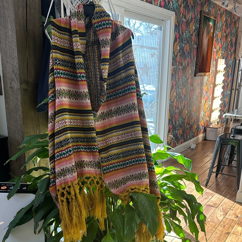 Ivy Jane Boho Knit wrap with Fringe & Arm Holes